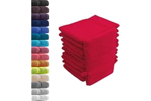 HOMETEX PREMIUM TEXTILES 10er Set Waschhandschuhe Waschlappen Rot 16x21 cm | 100% Baumwolle Frottier | Oeko-TEX® Standard 100 | Premium Qualität 500 g/m²