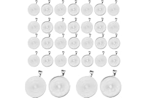 SpetngSake 40 Stück Rund Anhänger-Tablett, 25mm Zinklegierung Cabochon Rohlinge, Silber Flacher Runder Lünette Anhänger Basis, für DIY Handwerk Foto Schmuck Schlüsselanhänger Machen Handwerk