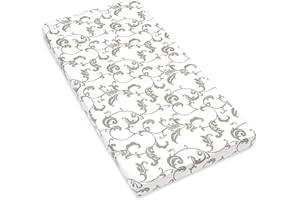 Amilian Drap-housse pour lit de bébé - 60 x 120 cm, 70 x 140 cm - 100 % coton - Pour lit bébé - Dimensions : 140 x 70 cm - Motif : rétro gris sur blanc