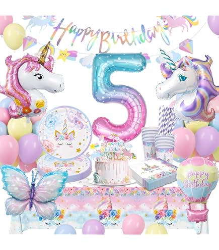 PartyPal Unicorn kaarsje | Cijfer 5