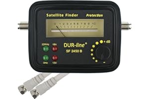 Dur-Line® Wyszukiwarka satelitarna SF 24XX, czytnik siły sygnału do precyzyjnego ustawienia cyfrowej anteny satelitarnej, wysoka czułość wejściowa, w zestawie kabel F i szczegółowa instrukcja obsługi