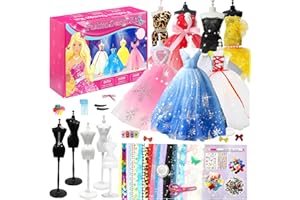 TOGETDREAM 800+ Fashion Designer Kit for Girls, Sewing Kit with 5 Mannequins Creative DIY Arts & Craft Kits for Kids Doll Clothes Making Kit Learning Toys Sewing Kit for Teen Girls Birthday Gifts