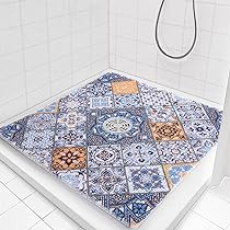 Quadratische Duschmatte Rutschfest 68x68 Cm – Mit Ablaufloch, Weicher PVC-Luffa, Für Kinder & Senioren