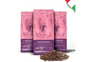 BOCCA DELLA VERITA - Café Italiano en Grano ARTEMISA DESCAFEINADO 100R, 3 Paquetes de 1 Kg, Café Tostado de forma Natural y Artesanal 100% Made in Italy, Certificación Rainforest e UTZ