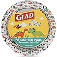 Glad for Kids Dinosaur-Themed Heavy Duty Disposable Paper Plates - Soak Proof, Microwavable, 8.5" Round Plates, Perfect for Birthday Parties and Dinosaurs Lovers - Pack of 20 Party Plates