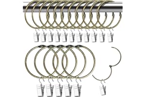 Hengxinchen 15 Stück Gardinenringe Gardinen Klammern Set 50 mm Vorhangringe Metall Duschvorhangringe Edelstahl Gardinenringe mit Vorhang Clips für Vorhänge und Gardinenstangen (Antike Bronzefarbe)