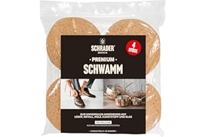 ‎SCHRADER BREMEN Schrader Premium Schwamm - Universalschwamm aus Viskose - zum Auftragen, Reinigen und Auspolieren - beige - 8 x 3 cm - 4 Stück - Made in Germany