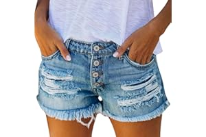 GENERIC Jeans Shorts Damen Zerrissene Kurze Hose Damen Sommer Destroyed Jeansshort High Waist Sexy Low Denim Shorts Slim Stretch Grosse Grössen Lose Jeansshorts Bermuda Übergröße Hotpants Strandshorts