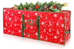 PWSAP Bolsa para Árbol de Navidad,Copo de Nieve Guardar Impermeable Bolsa de Almacenamiento para 7.5 ft Árboles Artificiales con Asas y Cremallera Doble Desmontado Bolsas de Transporte Oxford