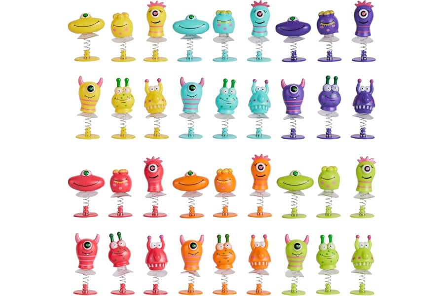 THE TWIDDLERS 36 Monster Spring Jump Up Pop Up Toys for Kids, 6cm - Birthday Party Favours, Goody Bag Fillers and Toy Gift Set, Classroom Prizes