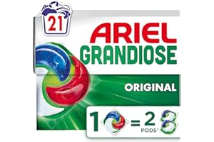 Ariel Grandiose PODS, Lessive Liquide En Capsules 21 Lavages, Original 2 X Action Détachante et Anti-Odeur