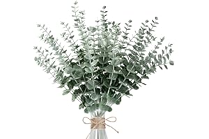 Wekuw 30 Eucalipto Artificial Ramas Secas Decorativas Preservado Eucalipto Artificiales 38cm Planta Natural para Flores Secas Decoración de Bodas Hogar Arreglo Floralecoración Oficina (Verdes)