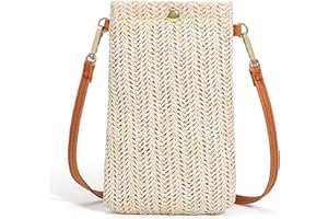 SIYECIOA Naturalna ekologiczna słomiana torba torba na iPhone'a listonoszka damska torba na telefon komórkowy torba kurierska na telefon komórkowy portfel w stylu boho portfel torba na telefon komórkowy plaża torba na ramię portmonetka