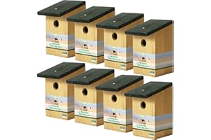 HANDY HOME & GARDEN 8 x Handy Home and Garden Nido di Uccello/Casa per Uccelli in Legno Trattato a Pressione per Uccelli Selvatici e da Giardino - Realizzato Con Legno FSC 100%, Foreste Ecosostenibili Sostenibili