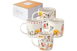 SPOTTED DOG GIFT COMPANY Mugs Set of 4 Mugs Cups for Coffee Tea and Hot Drinks, Funny Dogs Gift for Dog Lovers Women Men