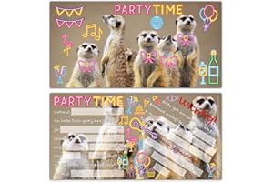 ‎BREITENWERK BREITENWERK 12er Set PARTY-ERDMÄNNCHEN Einladungskarten - lustige Einladungen zum Kinder-Geburtstag oder Party für Mädchen Jungen & Erwachsene