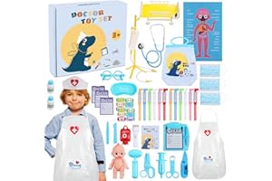Gemeer Valigetta Dottore Bambino – 43 pezzi Kit di deposizione del dottore bambino giocattolo del ruolo giocattoli con stetoscopio Valigetta medico regalo per ragazzo e ragazza (blu)..