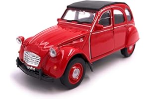 H-Customs Welly Citroën 2CV Convertible Model Car Auto Prodotto con Licenza 1: 34-1: 39 Rosso a