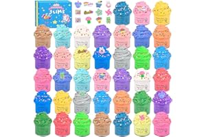 KAOERDCE 38 Pack Christmas Butter Fluffy Slime Kit, kids Sensory Tactile Fidget Toy, Educational Slime Games, Soft & Non-Sticky, Birthday Gift Prize Party Favor for Girls Boys Kids 6 7 8 9 10 11 12, Goodie Bag