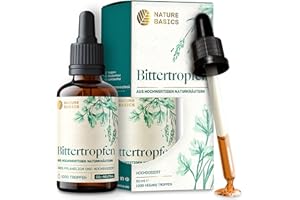 ‎NATURE BASICS Bittertropfen - 1000 Tropfen / 20 Tropfen pro Tagesdosis/hochwertige Naturkräuter ohne Alkohol/nach Hildegard von Bingen/Vegan, Zertifiziert & Nachhaltig im Glas