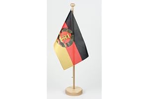 Buddel-Bini DDR Deutsche Demokratische Republik Tischflagge 15x25 cm in Profiqualität, mit 42 cm Massivholz - Tischständer