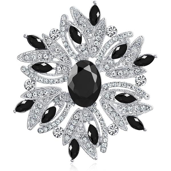 EVER FAITH Braut Brosche Art Deco Mit Österreichischen Kristallen – Floraler Anhänger, 6,6 Cm