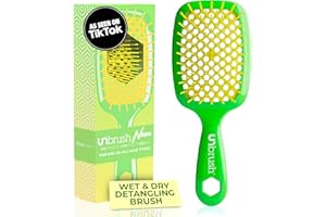 FHI Heat UNbrush Detangling Brush for Pain-Free Brushing on All Wet or Dry Hair Types — Durable DuoFlex Anti-Static Bristles, Lightweight Handle, Vented Hair Brush