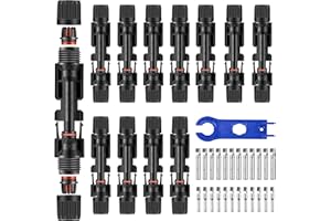 GlamPiece Solarstecker Set, 12 Paar Solarpanel Stecker, IP67 Solarpanel Kabelstecker, Photovoltaik Steckverbinder für 2.5/4/6 mm² Solarpanel PV Kabel, Steckverbinder mit Schraubenschlüssel