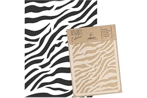 NAKLEO Stencil di Pittura Artigianato, A5 15x21cm Zebra Pelle Animale Savana, Fai da te Modelli Plastica e Riutilizzabili, Arte Scrapbooking Geometrico Decorazioni Casa, Pareti Muro Legno Mobili
