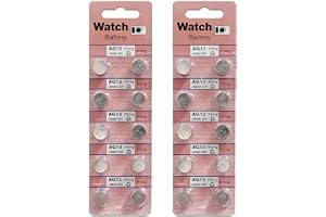 LR44 AG13 A76 1.5V Alkaline Button Cell Battery 20 Pack Replacement for LR44 AG13 A76 L1154 LR1154 V13GA RW82 G13A Watch Calculator Toy Thermometer Laser Pointer Power Cell(20, AG13（LR44 / A76）)