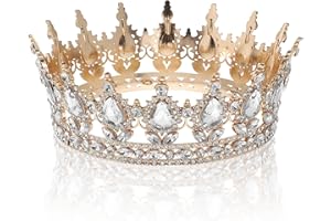 LUMOOM Corona da donna, stile vintage, corona di tiara, cristallo regina, corona di cristallo, matrimonio per donne, copricapo barocco e decorazione scintillante per torta