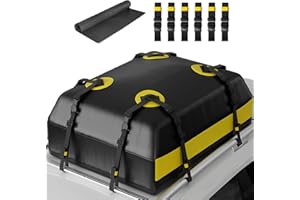 ISOPHO Car Roof Bag, 15 Cubic ft Waterproof Roof Box with 6 Heavy-Duty Straps, Excellent Military Quality Roof Bag for Cars with or without Racks, Resist Outdoor Dust, Storm
