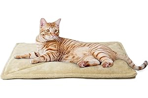 Furhaven Small Cat Bed ThermaNAP Quilted Faux Fur Self-Warming Pad, Washable - Cream, Small