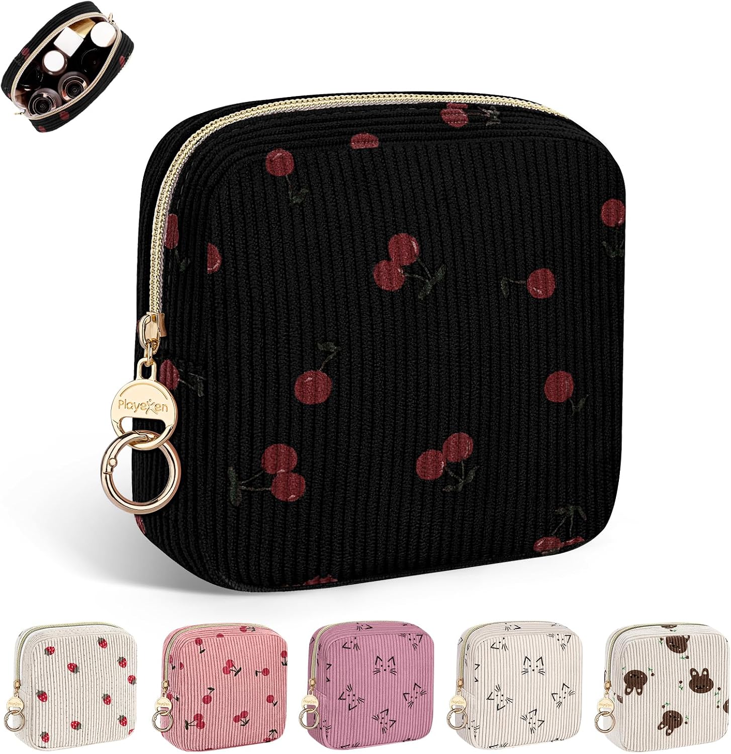 Binden Aufbewahrungstasche Hygienebeutel für Damenbinden Tasche für Binden und Tampons Perioden Taschen für Unterwegs Slipslagen Mädchen Notfallset First Periode School Geschenke(Cherry Negro)