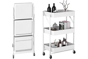 MAGIC SELECT Hilfsküchenwagen Faltbarer Obst- und Gemüsewagen, Mehrzweck. Küchenregal mit Rollen. Servicewagen mit 3 Ablageebenen für Haushalt, Bad, Wohnzimmer, Terrasse, Handwerk.