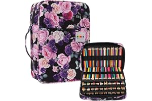 JAKAGO 304 Slots Trousse Crayons,4 Compartiments Trousse Crayon de Couleur Grande Capacité Pochette Sac Porte-Stylo pour Le Rangement de Feutres Crayons Stylos Crayons Aquarelle Gomme（PERose）