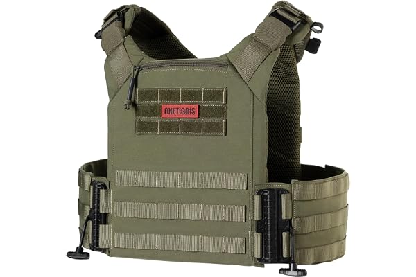 OneTigris FYR Gilet Tactique Airsoft Gilet Porte Plaque - Réglable et Respirant - Gilet par Balle pour Paintball Police