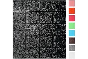 JOLOV Pannelli da Parete 3D - 35 x 38 cm 10 Pezzi Carta da Parati Autoadesiva, DIY Carta da Parati Mattoni, Pannelli 3D per Parete, per Cucina, Camera, Soggiorno, TV Sfondo, Sala Giochi (Nero)