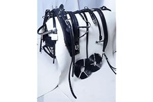 Pets2Care LEATHER HORSE DRIVING HARNESS CARRIAGE HARNESS X-FULL, FULL, COB & PONY (BLACK COLOUR)