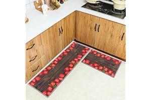 HSGLGNA Kitchen Rug, 2 Pieces Non Slip kitchen mat sets,Washable Kitchen Floor Mat For Kitchen,Hallway,Living Room,Bedroom,Bathroom (style C, 40x60+40x120cm)