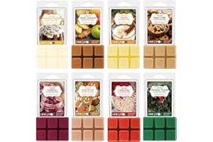 SALKING Fondants de cire parfumée Noël pour lampes parfumées, 8 packs de cire d'hiver soja senteurs de couronne de Noël et pain d'épices, coffret cadeau