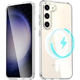 Ehr. Samsung Galaxy S24 Plus Uyumlu Kamera Korumalı Magsafe Wireless Şarj &Ouml;zellikli Sert Sararmaz Kristal Şeffaf Kılıf (Şeffa