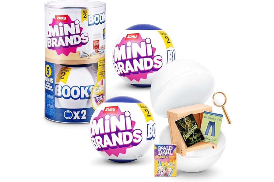 Mini Brands Mini Books Series 2 Capsule by ZURU, Collectible Miniature Book Toy kids 3+ (2 Capsule), White