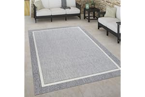 Paco Home Alfombra Interior Exterior Terraza Balcón Intemperie Estilo Escandinavo, tamaño:160x230 cm, Color:Gris 2