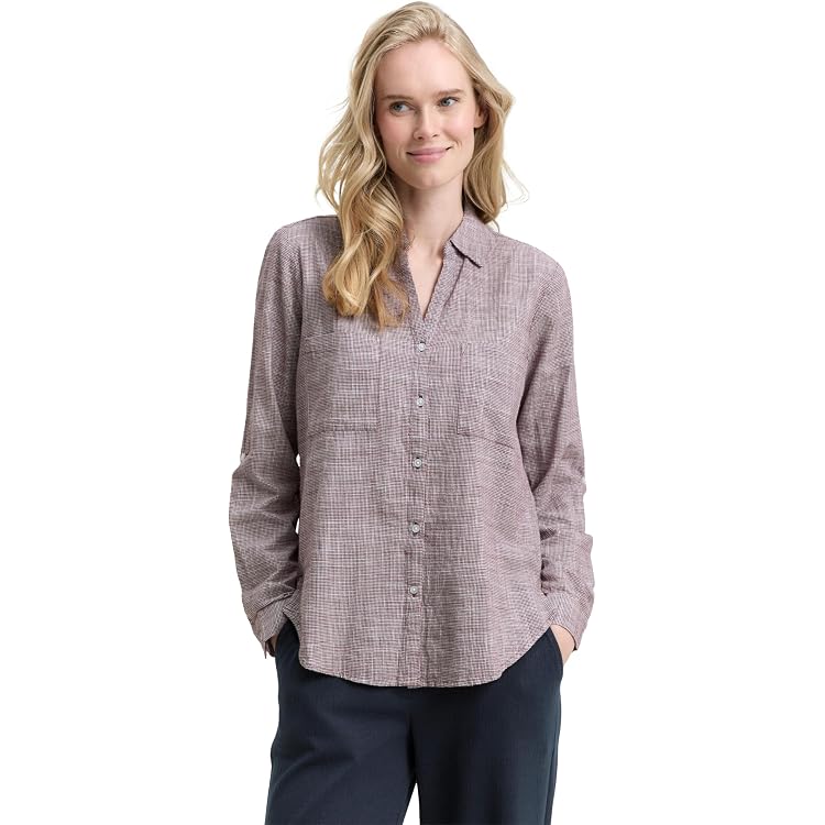 TOM TAILOR Damen Bluse Mit Streifen & Brusttaschen – Viskose, Regular Fit, 3/4-Arm