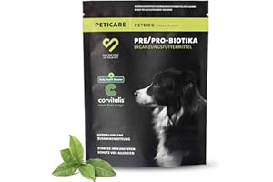 Peticare Cane Prebiotici & Probiotici - rafforzare sistema immunitario, pulire l'intestino, flora intestinale, allevia allergie e prurito, integratore alimentare naturale - petDog Health 2501