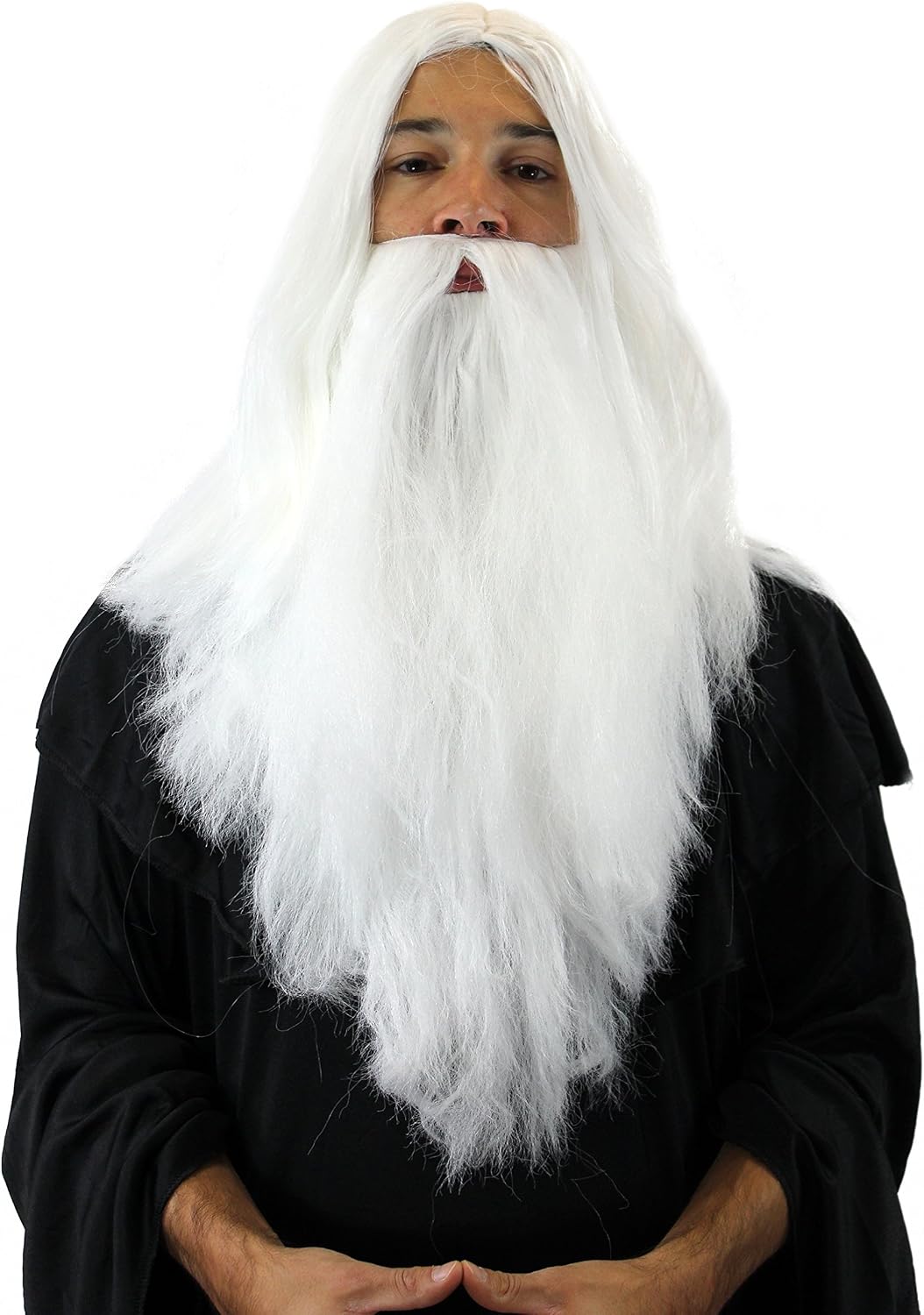WIG ME UP- PW0210-P60 - Set de Peluca y Barba: hechicero canoso, Brujo, White Wizard