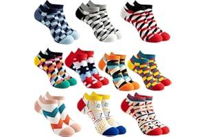 Sunvivid 10 Paia Calzini Donna Cotone Fantasia Calze Divertenti Colorato Con Frutta Cibo Animali Dipinti Modello Casual Calze Corte per Donne e Ragazze (Misurare: 35-42)