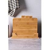 Porsima 16668 Piero Bambu 3L&uuml; Standlı Kesme Tahtası Seti Kesim Panosu Ahşap Kesme Tahtası 32Cm