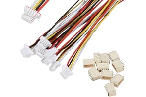 VUNIVERSUM 5 X Premium 4Pin 1.0 SH 1,0 mm Micro JST maschio con cavo in PVC da 15 cm 28 AWG + presa allentata JST-SH Mini modellismo fai da te